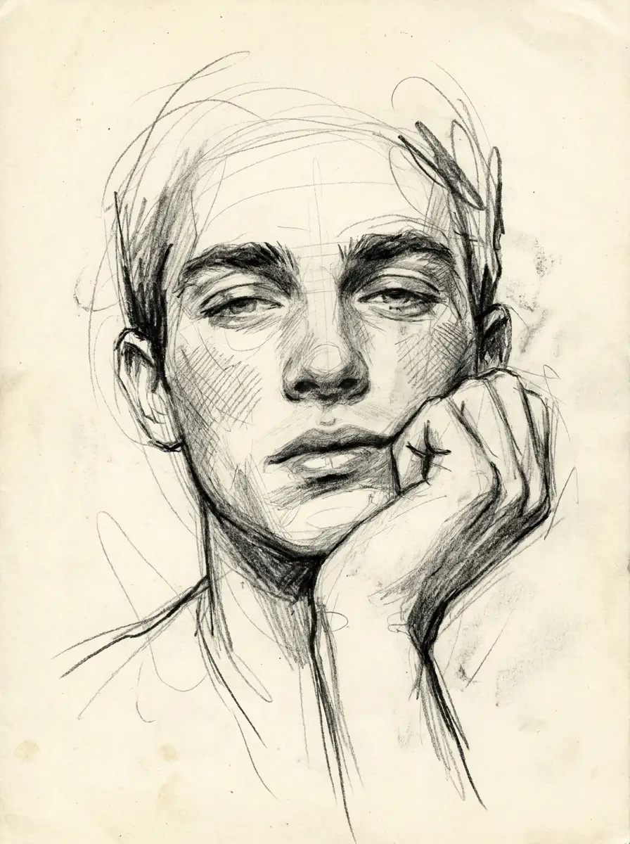 A pencil sketch portrait revealed for a previous reader.